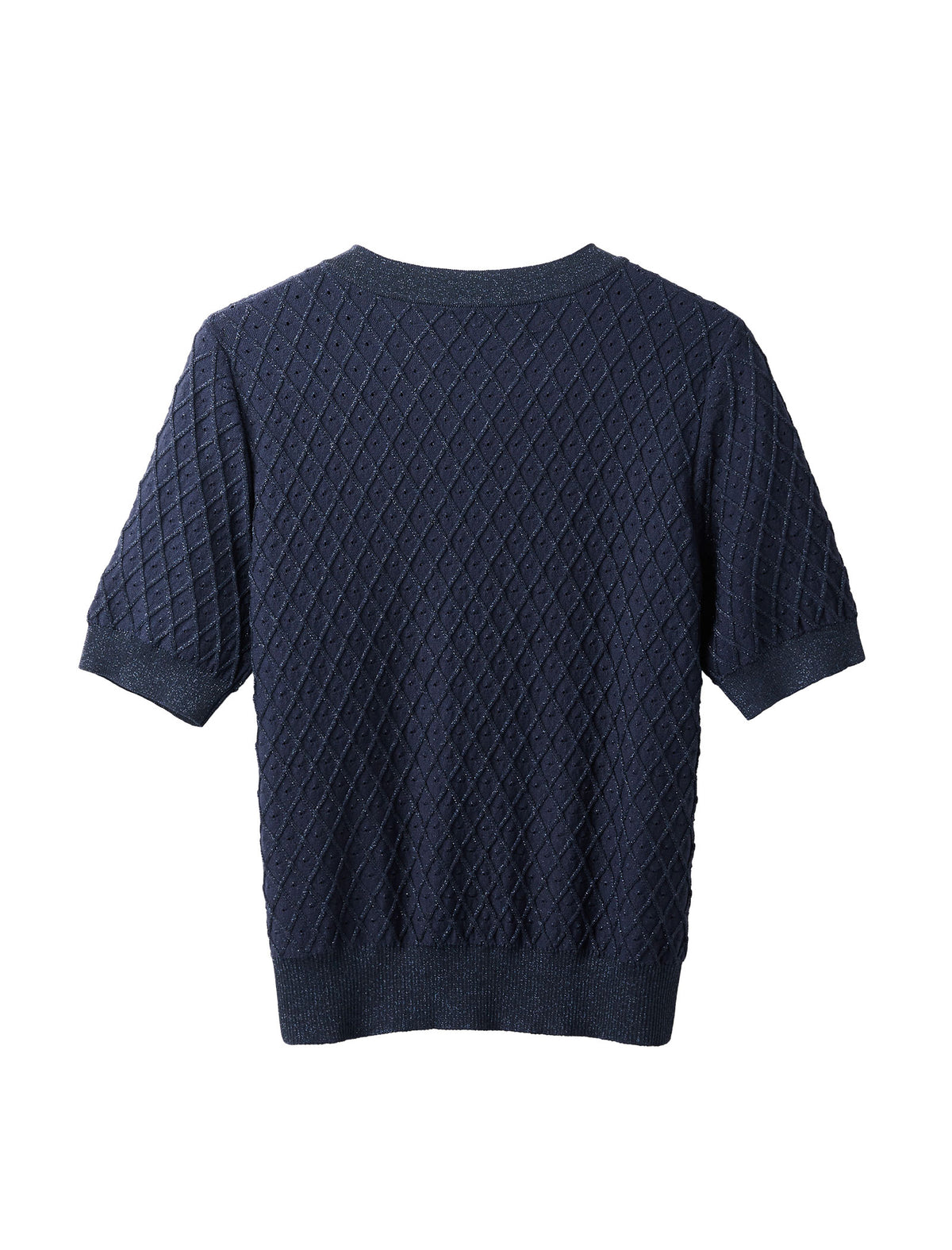 Diamond Textured Short Sleeve Knit Cardigan