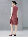 Pleated V-Neck Double-Breasted Sleeveless Dress