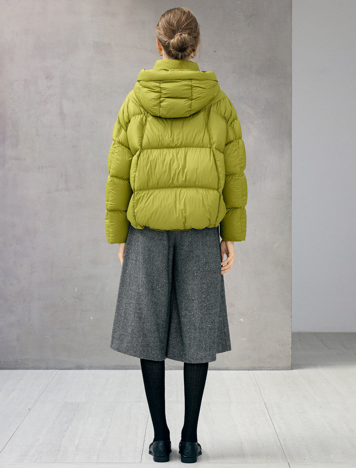 Hooded Drawstring Zip-Front Cropped Puffer Jacket
