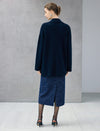 Wool Blend Shawl-Collar Open-Front Pocket Cardigan