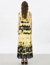 Sleeveless Tie-Dye Waist Tie Pleated Maxi Dress