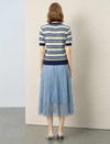 Tencel Striped Short-Sleeve Knit Top