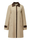Contrast-Trim Trench Coat