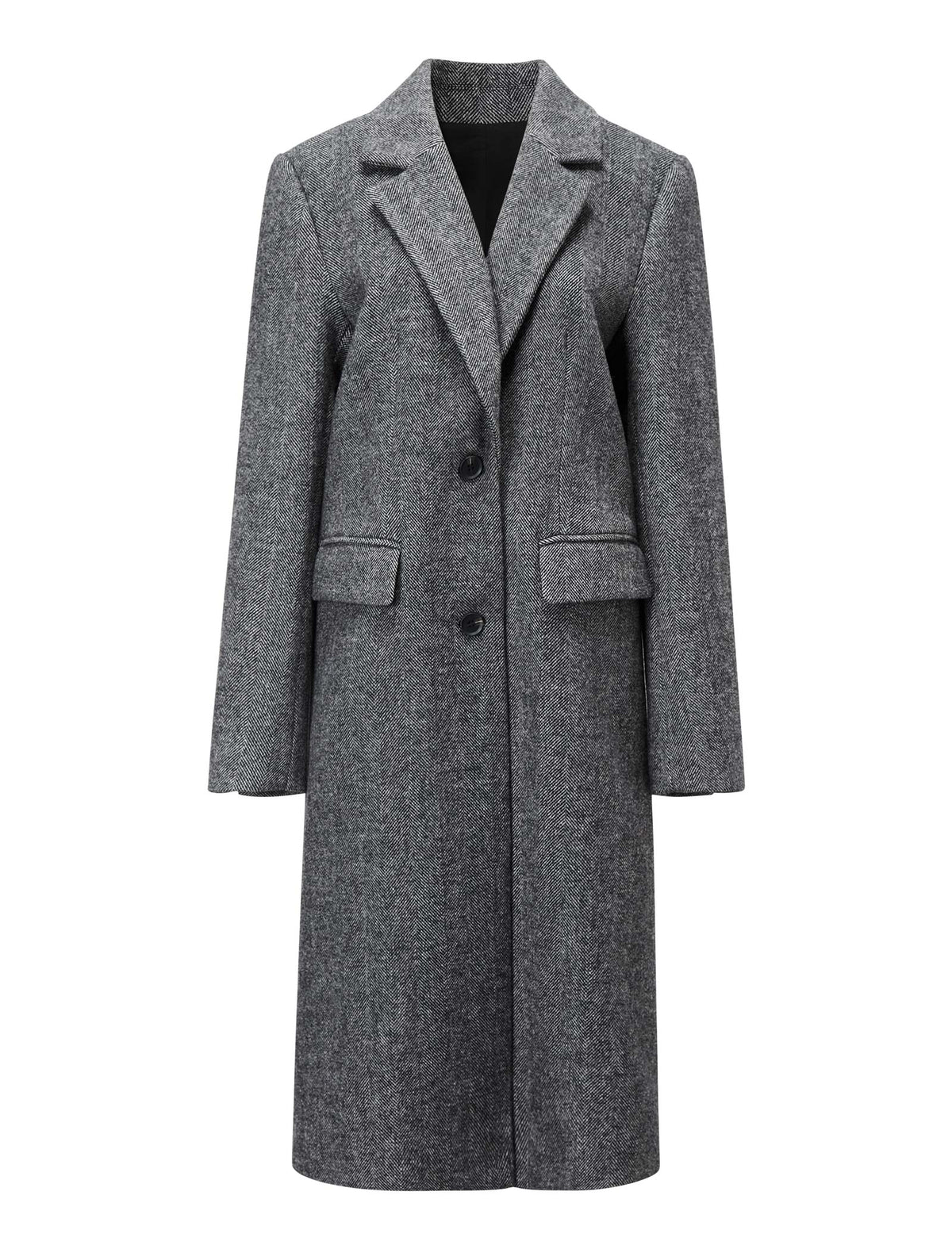 Herringbone Wool-Blend Coat