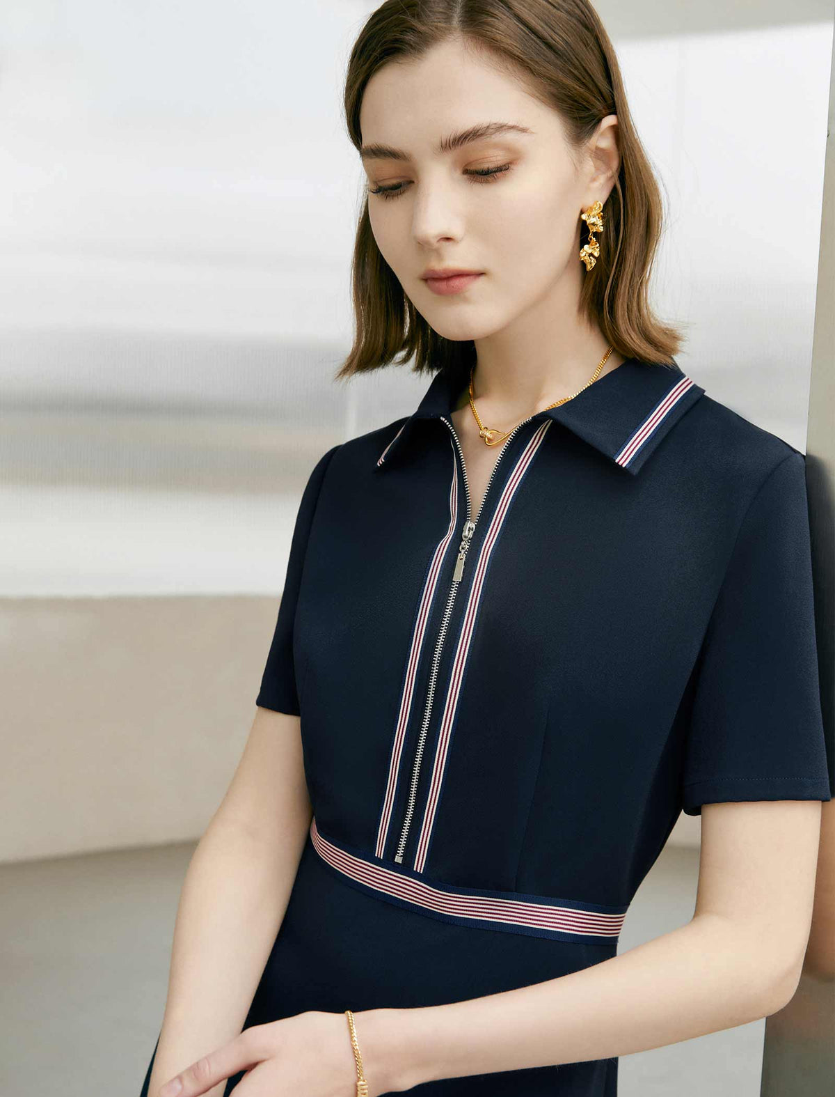 Zip-Up Shirt Dress
