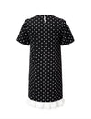 Black Polka Dot Puff Sleeve Ruffle Hem Dress