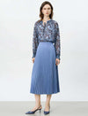 Blue Paisley Tie-Neck Blouse