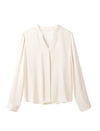 Solid Color V-Neck Long Sleeve Blouse
