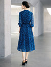 Floral Print Belted Pleated Midi Dress