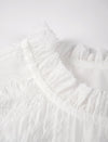 Floral Embroidered Ruffle Neck Blouse
