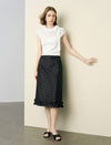 Polka Dot Ruffle Hem Midi Skirt