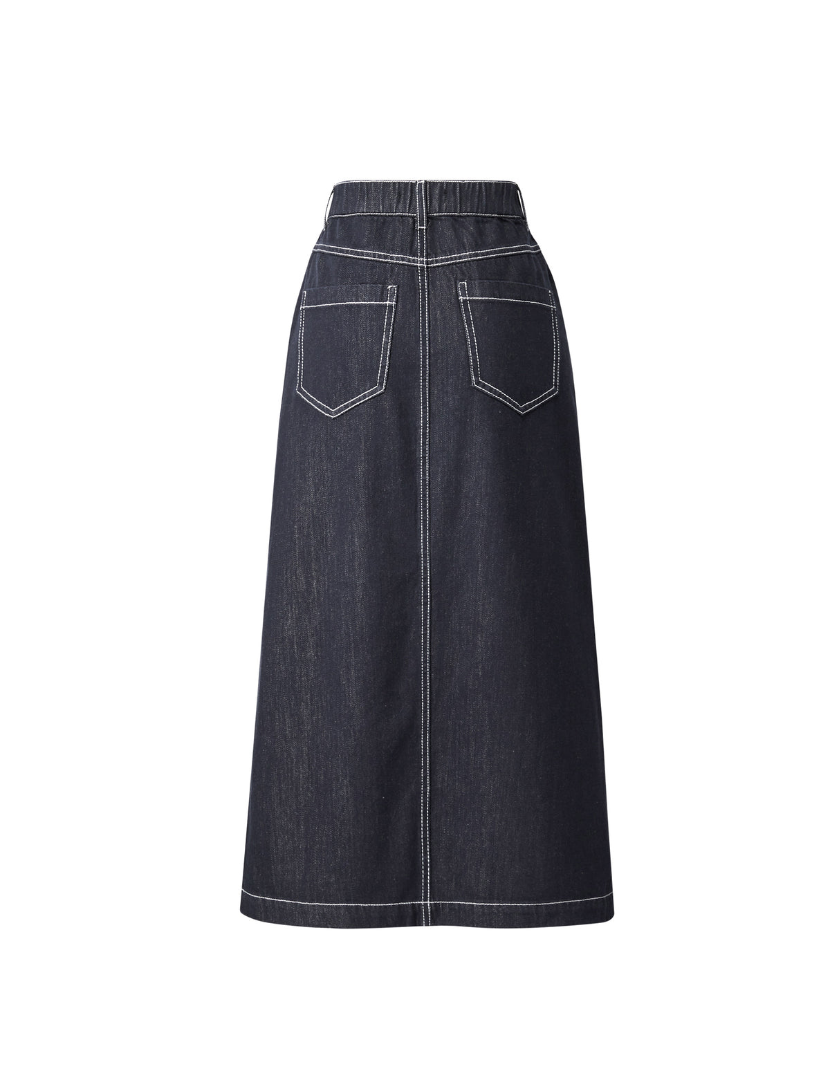 Denim Front Slit Midi Skirt