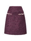 Burgundy Tweed Wool-Blend Mini Skirt