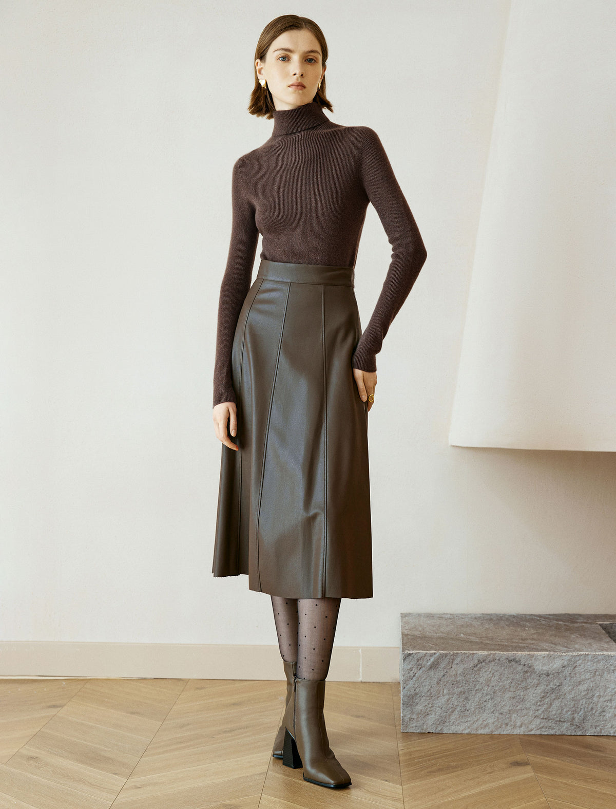 Wool Blend Turtleneck Top