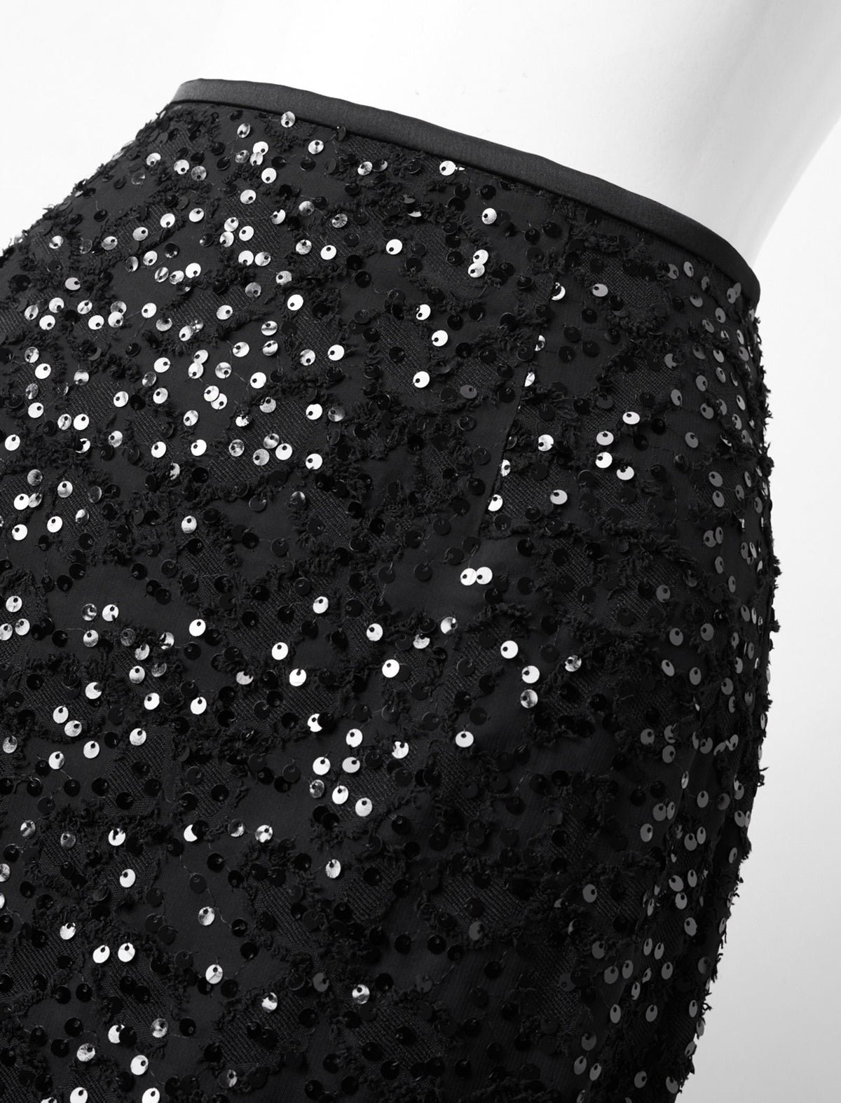 Sequined Back Slit Midi Skirt