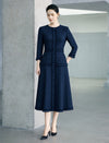 Dark Navy Fringe Trim Midi Dress
