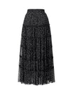 Chiffon Black Polka Dot Tiered Midi Skirt