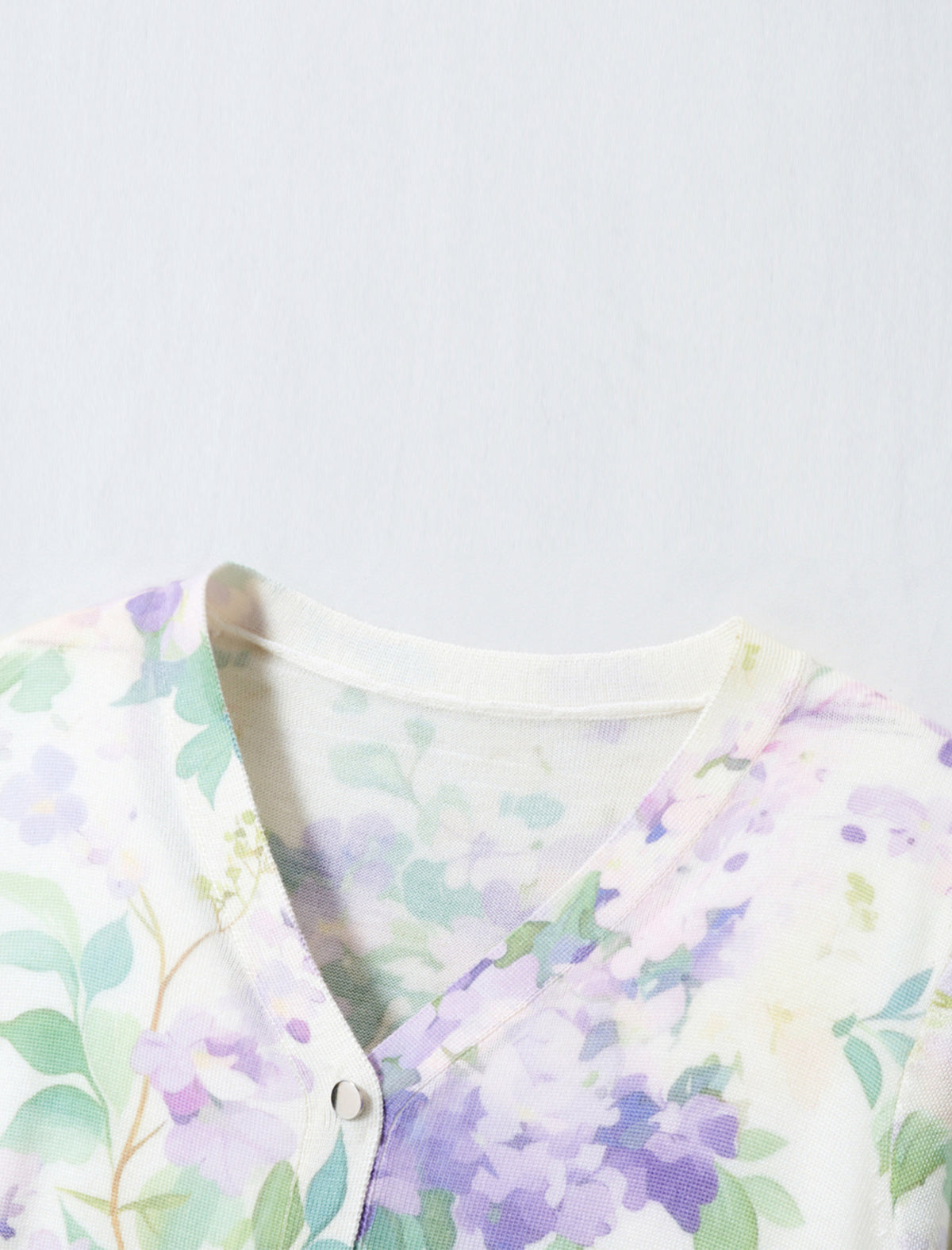 Vintage Floral‑Print V‑Neck Knit Cardigan
