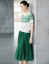 Fair Isle Pattern Short Sleeve Knit Top