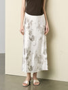 Satin Tie-Dye Midi Skirt