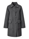100% Wool Gray Double-Faced Lapel Mid-Length Coat