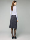Wrap-Front Button High-Waist A-Line Midi Skirt