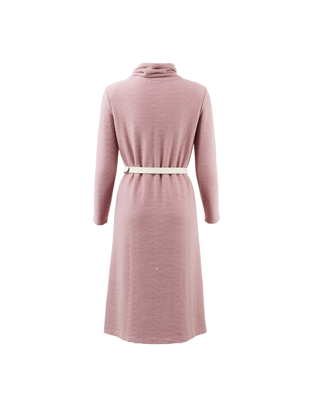 Textured Turtleneck Belted Dress