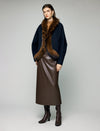 Wool Blend Plush-Collar Open-Front Cropped Jacket