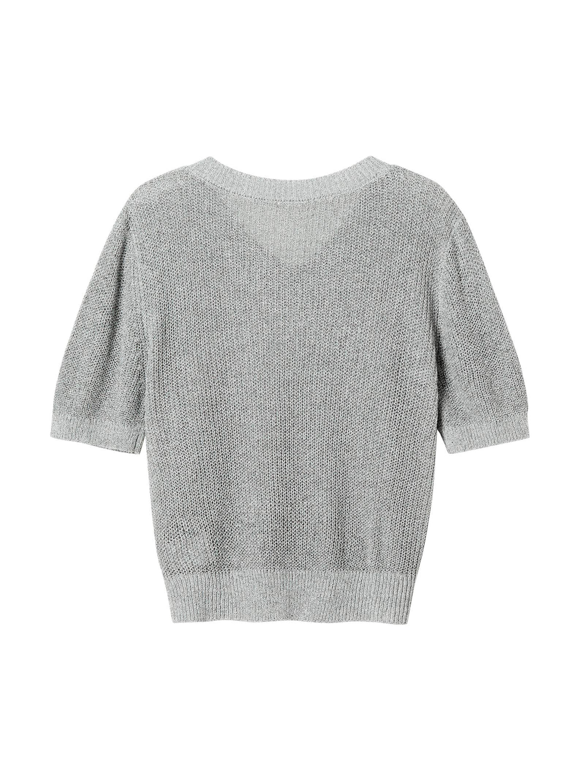 V-Neck Embellished Knit Top