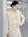 Textured Chain Trim Button Front Cardigan