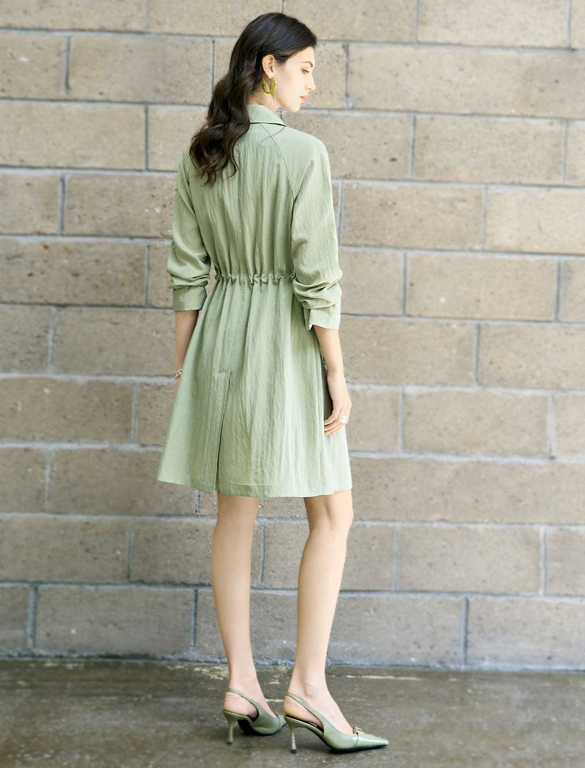 Sage Green Lyocel Trench Coat