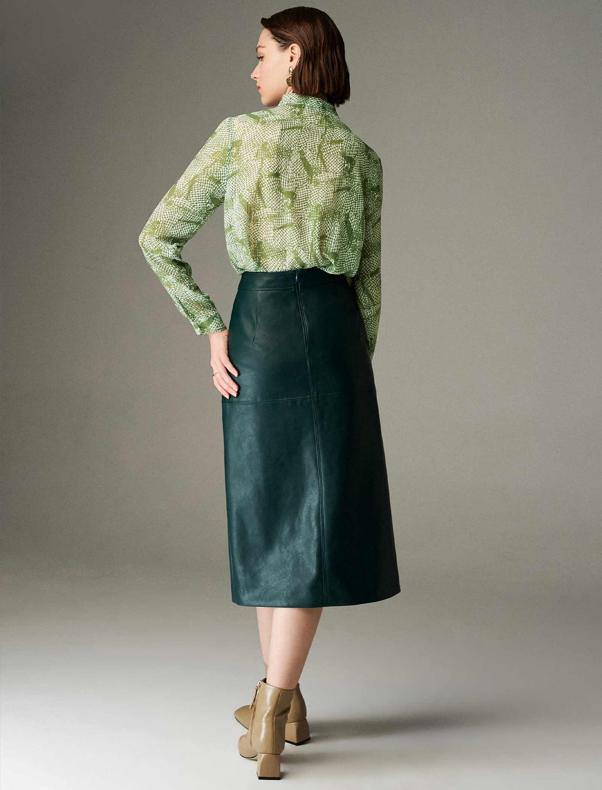 Print Tie-Neck Blouse