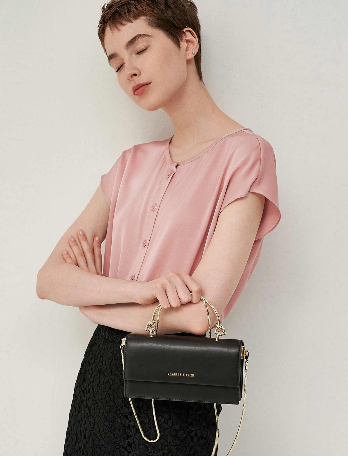 Silk Button Detail Flutter Sleeve Shirt