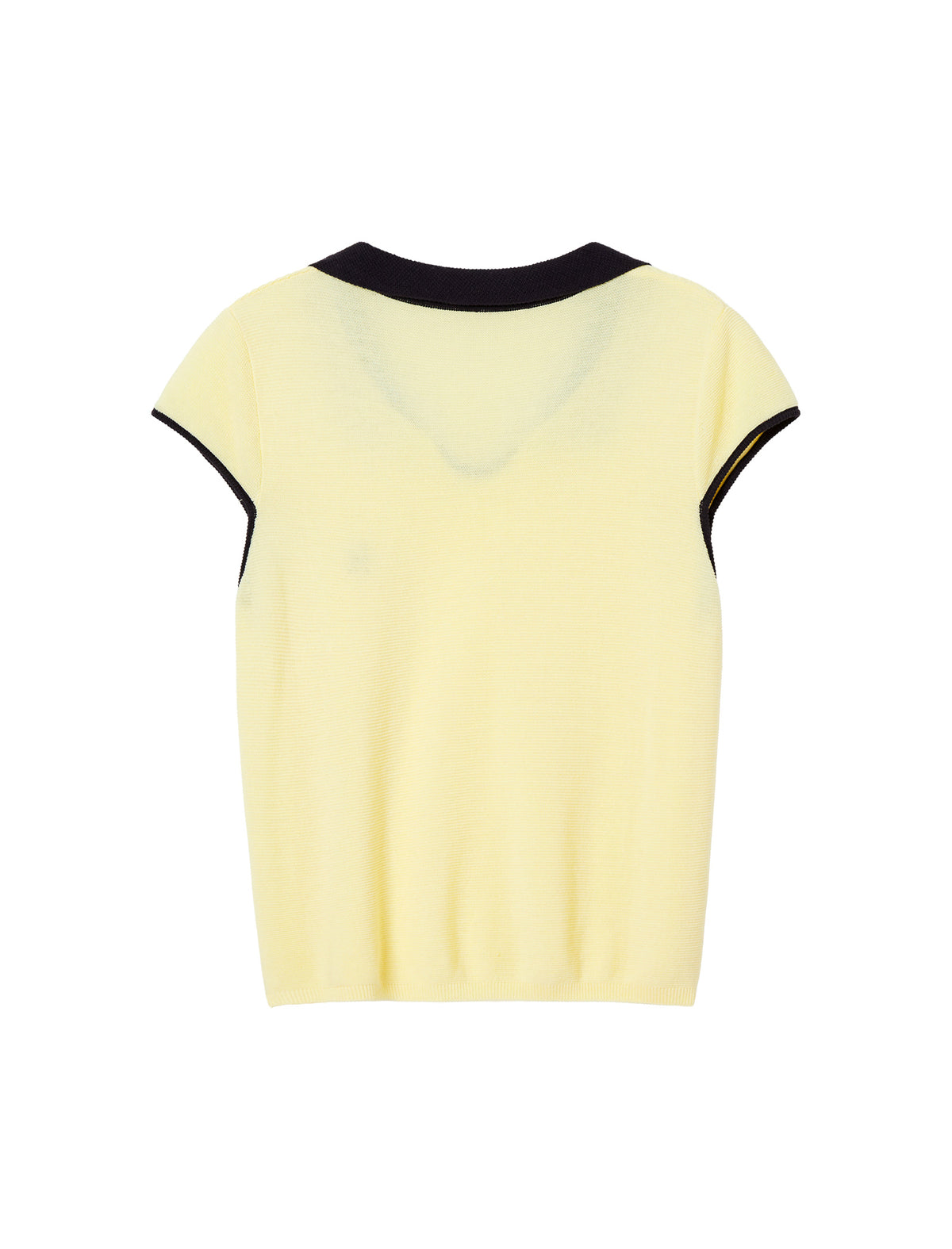 Yellow Contrast Collar Short Sleeve Knit Polo