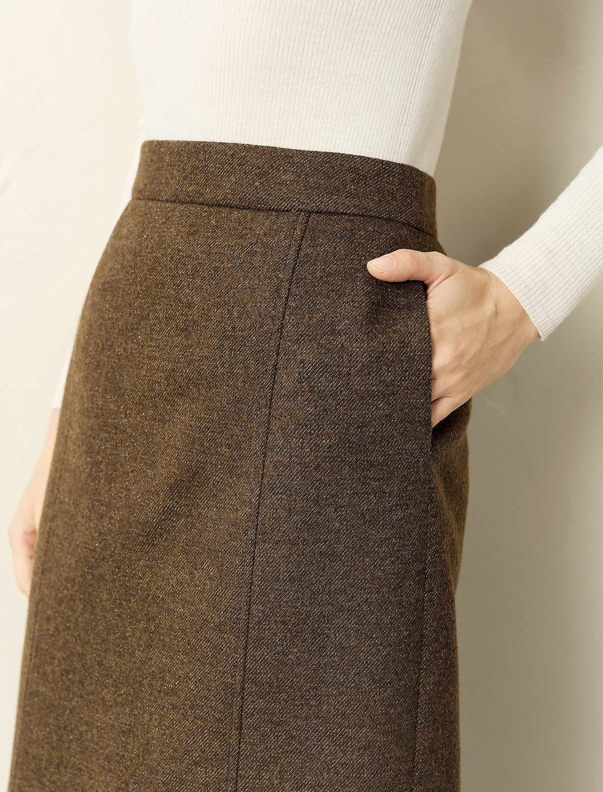 Wool Blend Midi Skirt