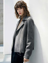 Wool Blend Zip-Front Cropped Jacket