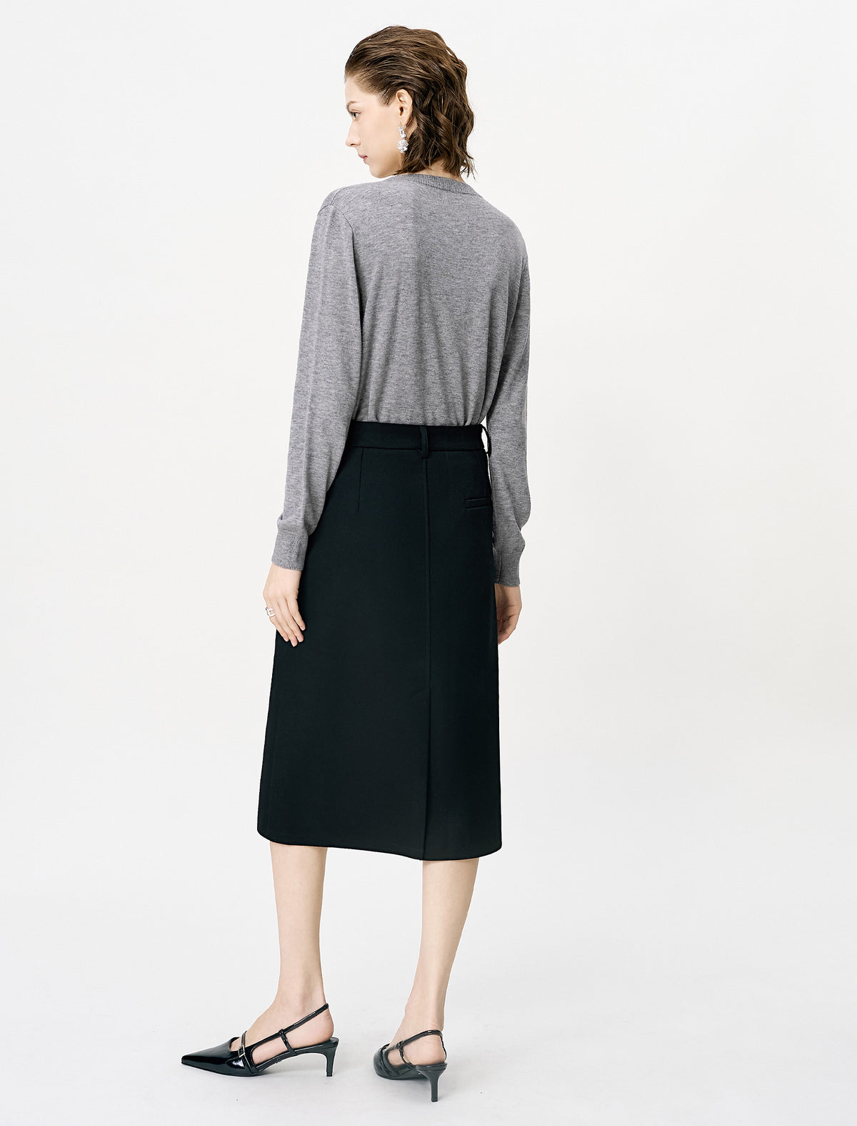 Gray Embroidered Loose Knit Cardigan