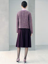 Sequin Textured Pearl Trim Round Neck Jacket