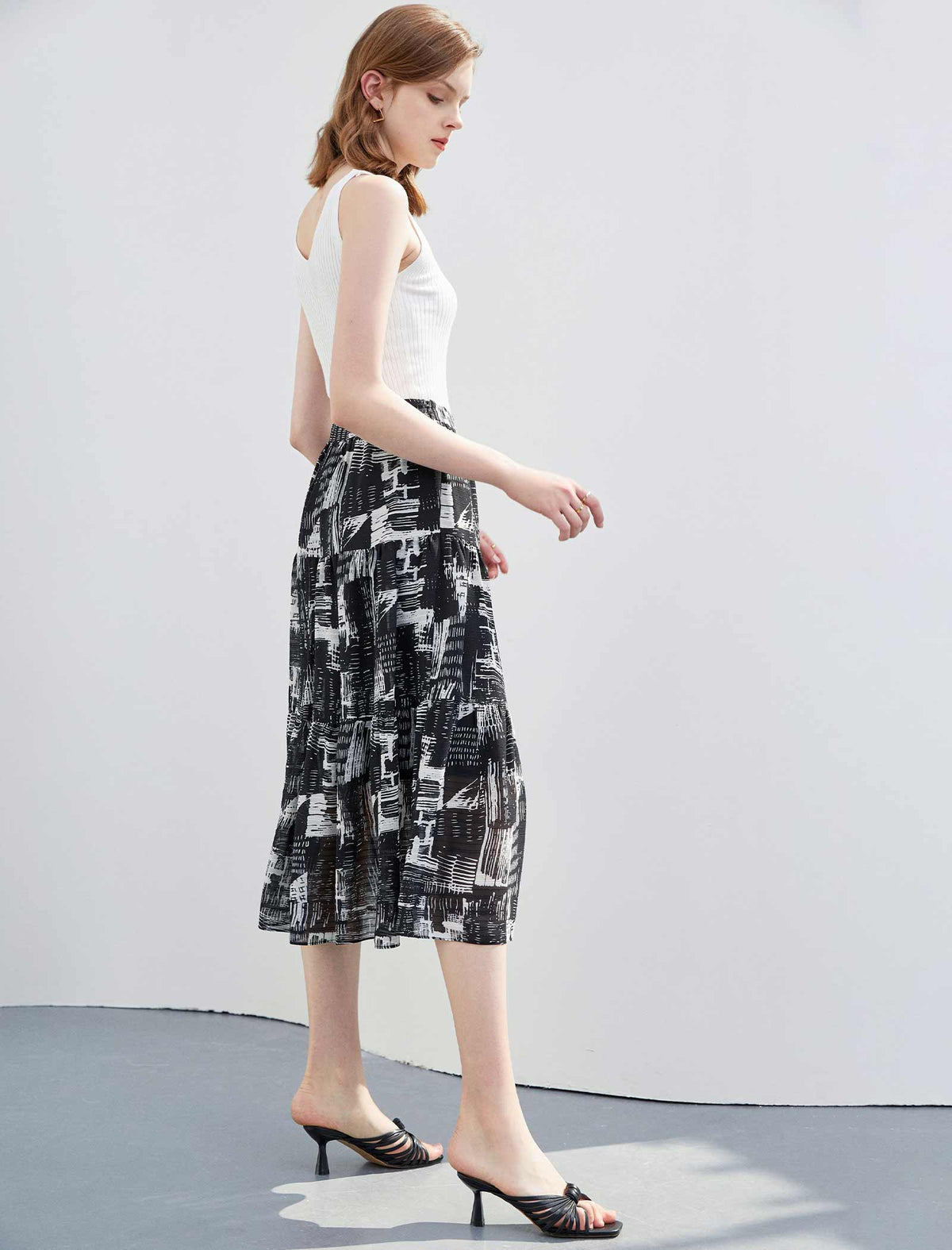 Vintage Print A-Line Skirt