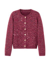 Burgundy Sequin-Embellished Cardigan