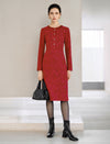 Lace Long Sleeve Fitted Straight-Fit Dress