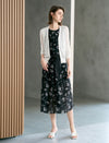 Black Floral Sleeveless Midi Dress