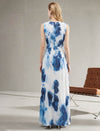 Blue And White Tie-Dye Silk Maxi Dress