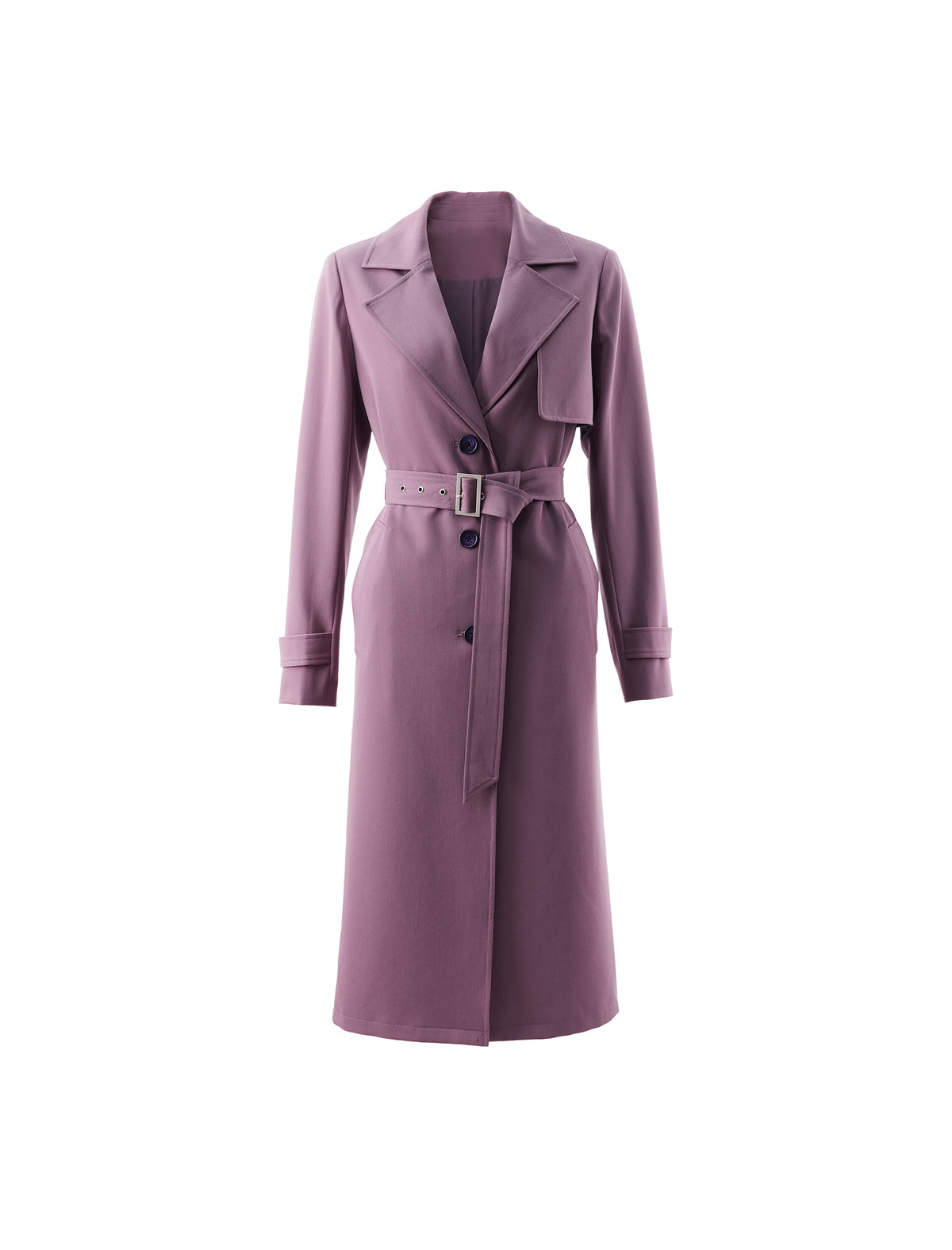 Collared Belted Relaxed Straight-Fit Trench Coat