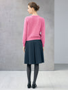 Wool Blend Shimmer Tie-Neck Cable-Knit Sweater