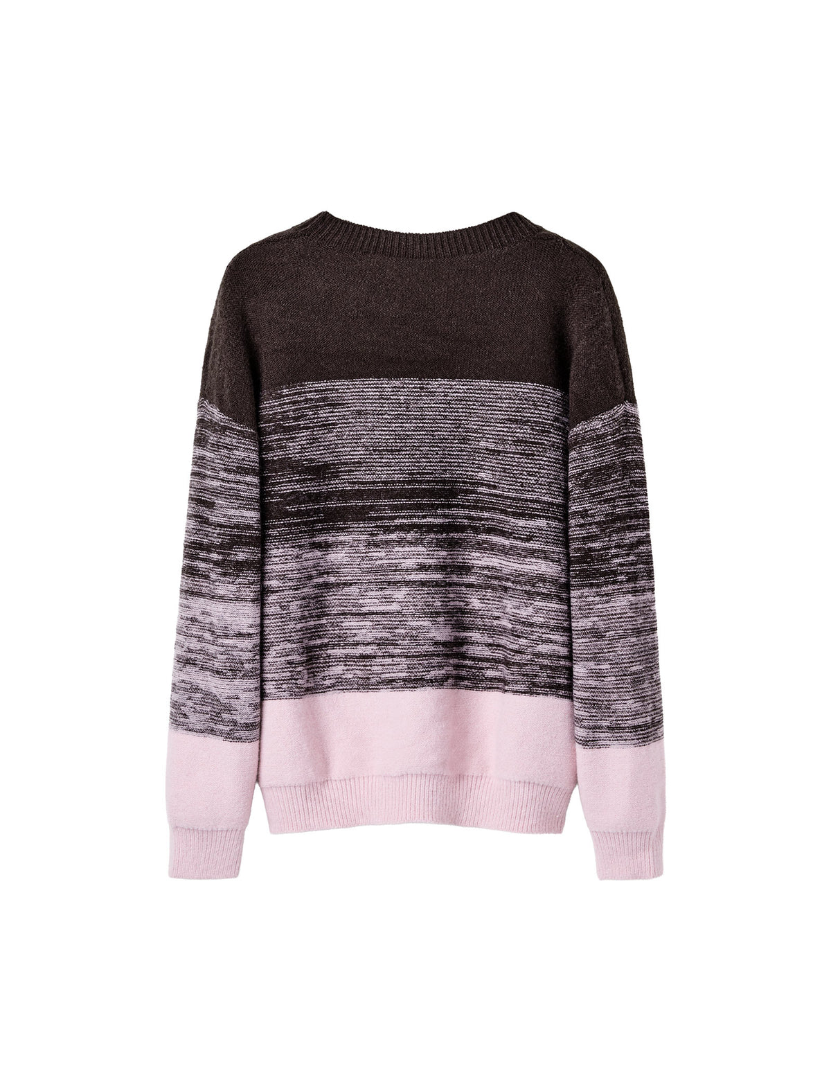 Wool Gradient Striped Crew Neck Relaxed Knit Sweater