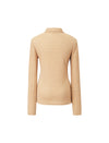 Wool Blend Textured Turtleneck Long Sleeve Knit Top