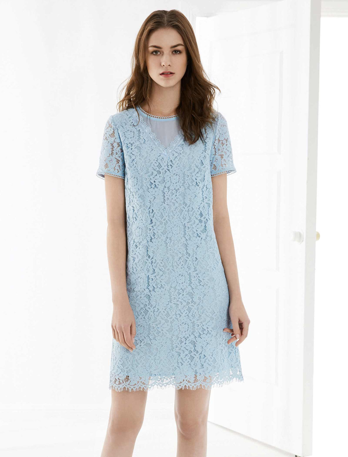 V-Neck Lace Cutout Dress