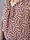 Houndstooth Tie-Neck Blouse