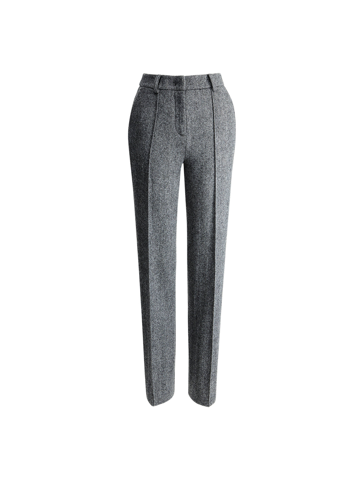 Wool Blend High-Waist Straight-Leg Pants